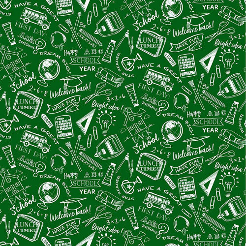 Back to School Chalkboard Green ½ yd-Fabric-Spool of Thread