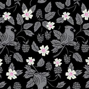 REMNANT Backyard Berries Black - 1.22 yards-Fabric-Spool of Thread