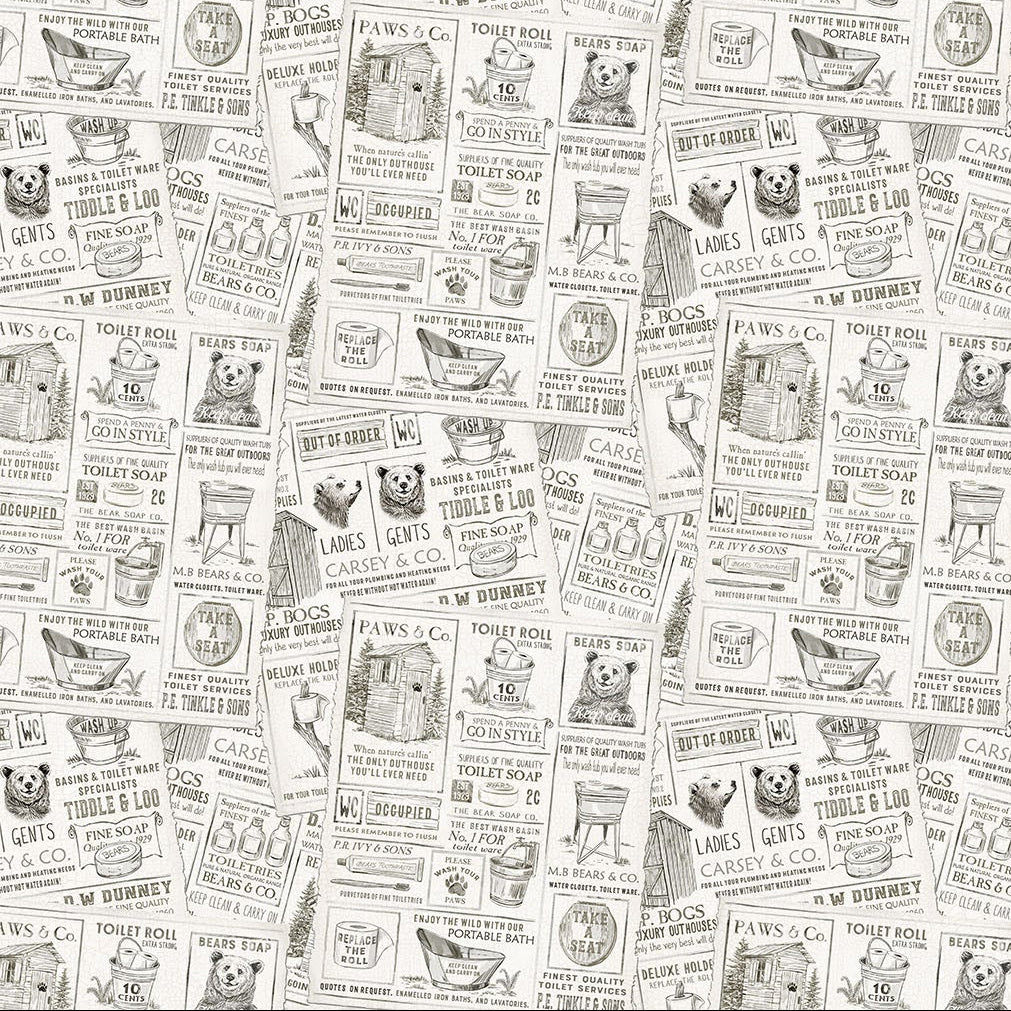 Bear Necessities Newspaper ½ yd-Fabric-Spool of Thread