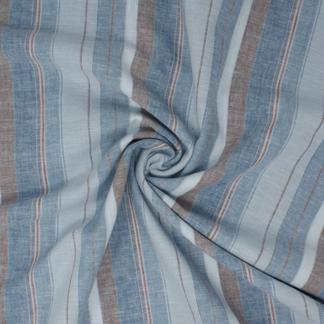 REMNANT Cirrus Cotton Linen Stripe Island Blue - 1.2 yards-Fabric-Spool of Thread