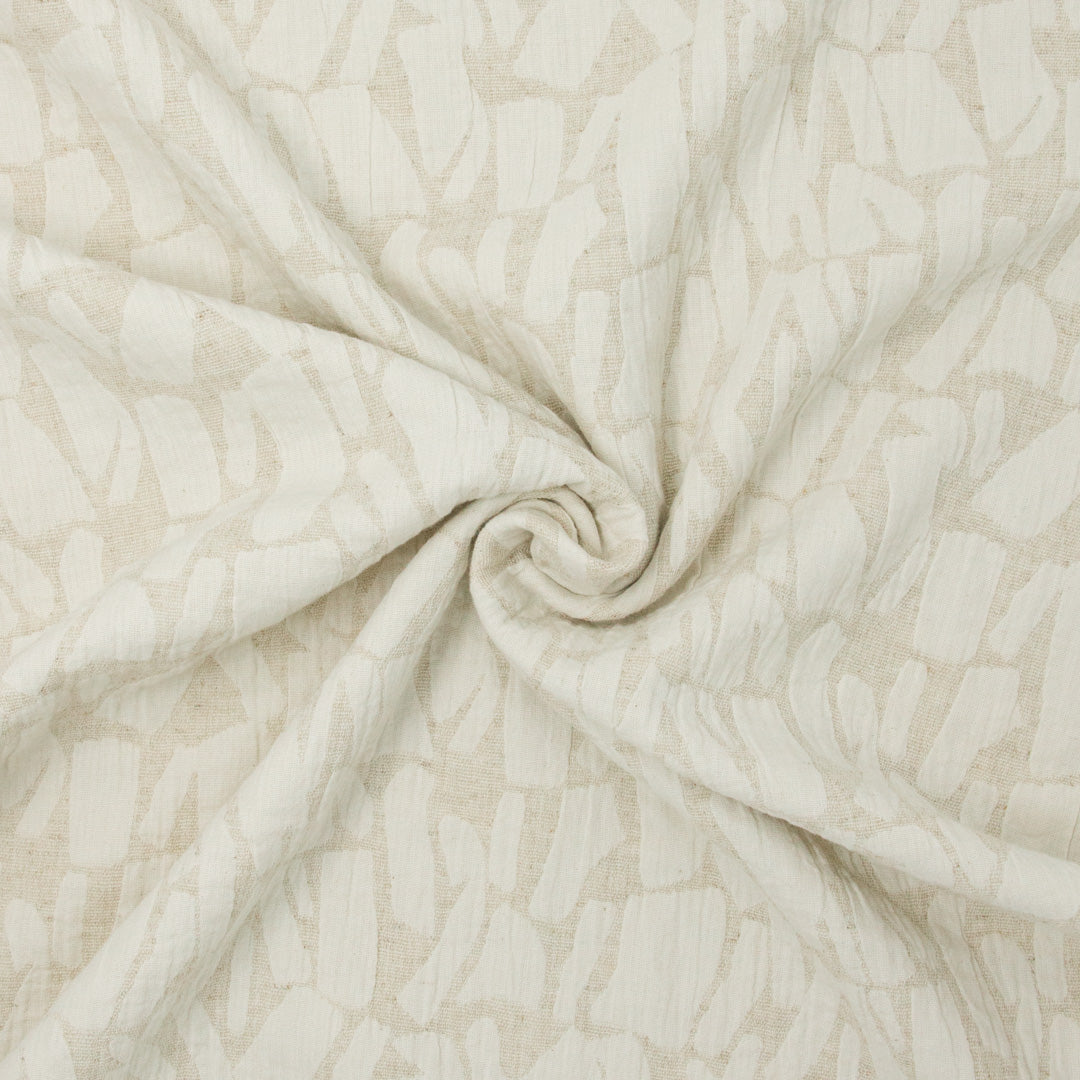 REMNANT Clara Cotton Rayon Linen Jacquard Sand - 0.9 yards-Fabric-Spool of Thread