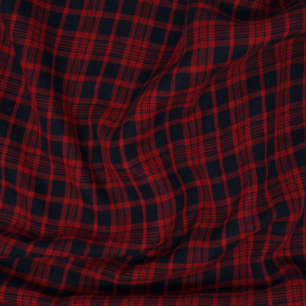 Copper Double Face Cotton Plaid Cranberry and Navy ½ yd-Fabric-Spool of Thread