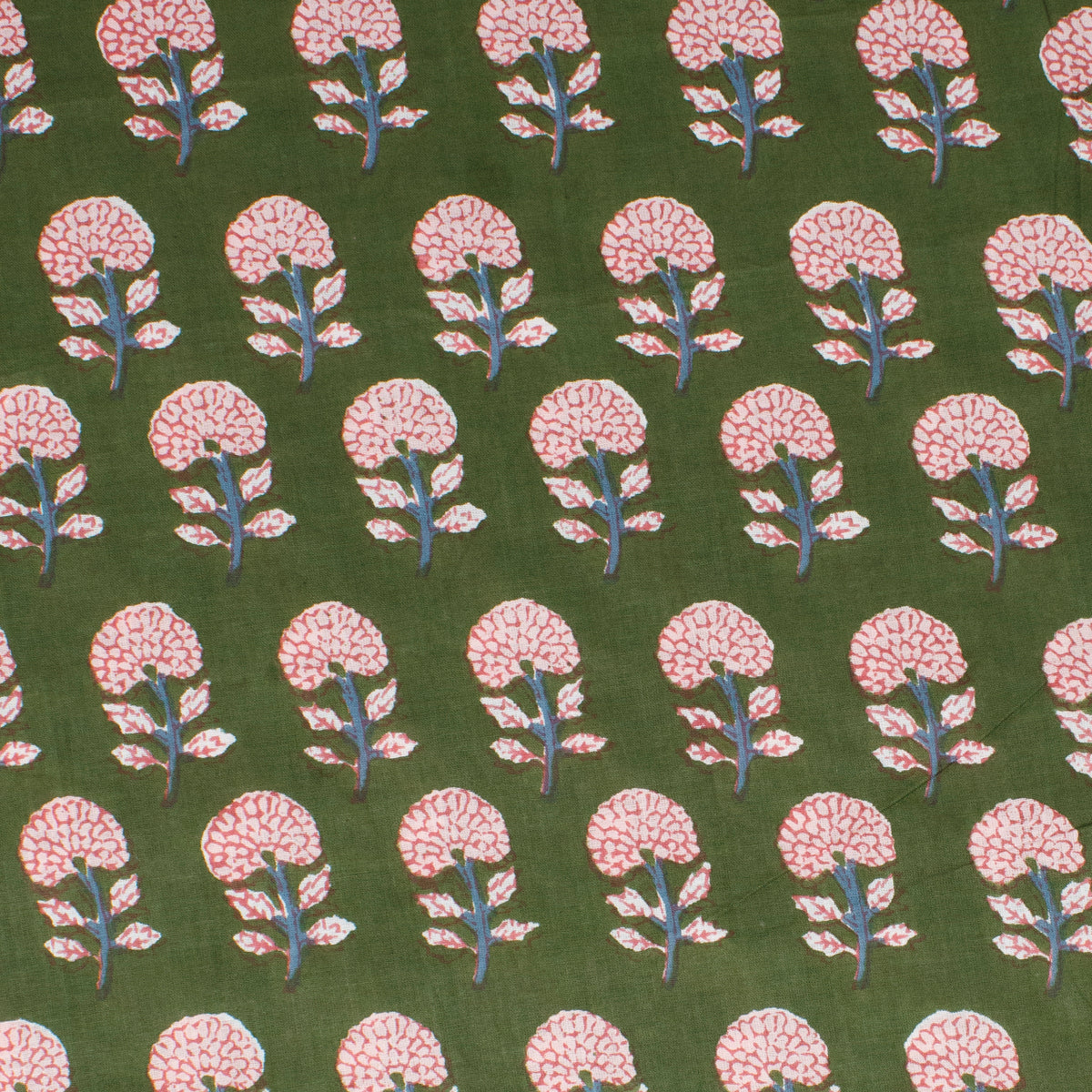 Cotton Block Print Lawn Mini Cosmos Grasshopper ½ yd