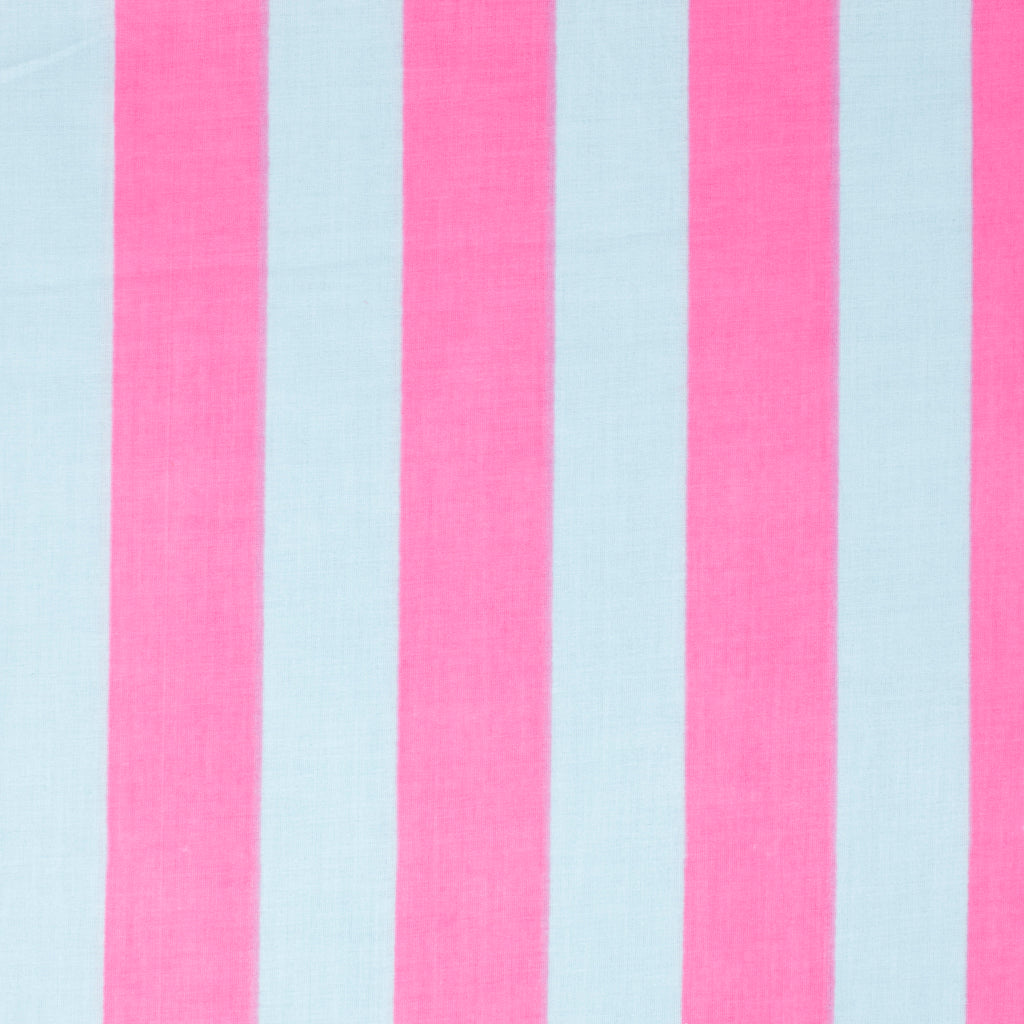 Cotton Block Print Lawn Stripe Pink Turquoise ½ yd-Fabric-Spool of Thread