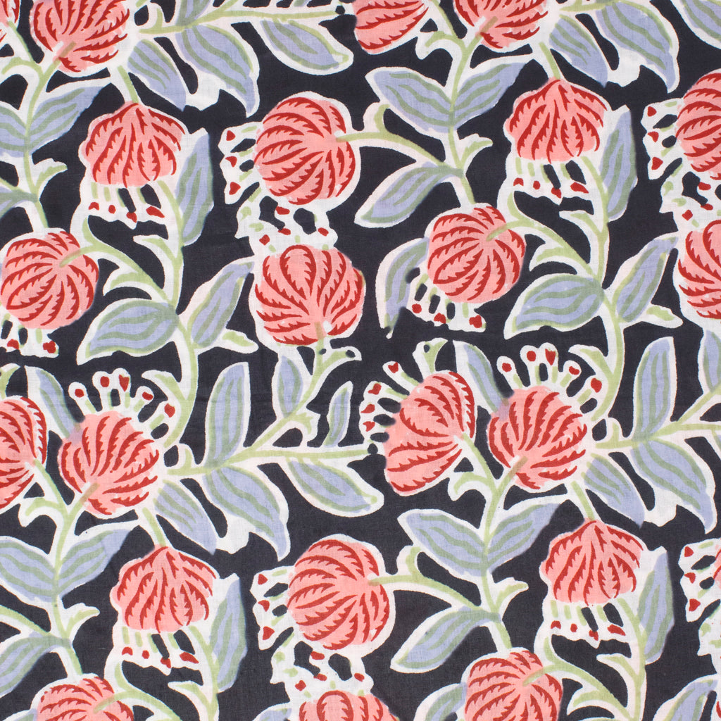 Cotton Block Print Lawn Succulent Bloom Navy ½ yd-Fabric-Spool of Thread