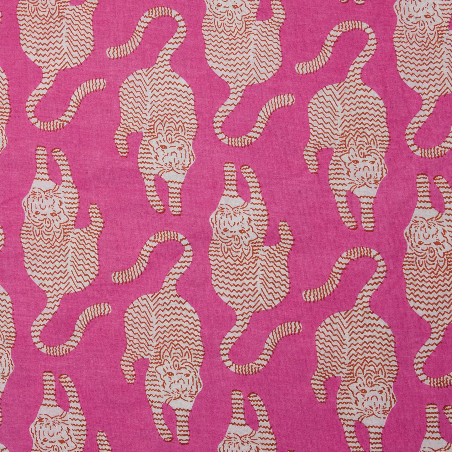 Cotton Block Print Tiger Fuchsia ½ yd-Fabric-Spool of Thread