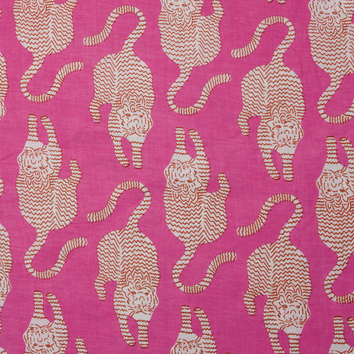 REMNANT Cotton Block Print Tiger Fuchsia - 0.42 yards-Fabric-Spool of Thread