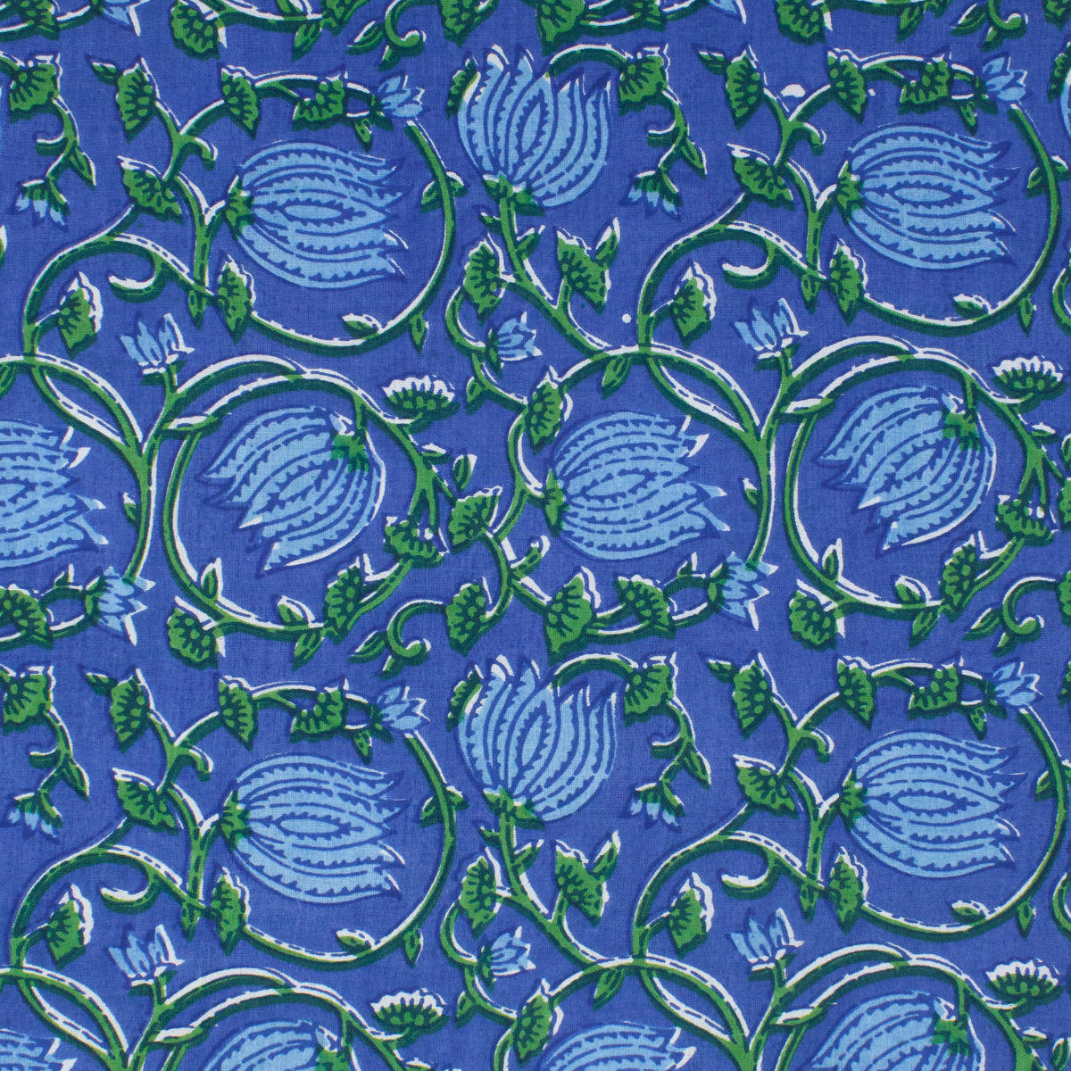 REMNANT Cotton Block Print Lawn Waterflower Sapphire - 0.69 yards-Fabric-Spool of Thread