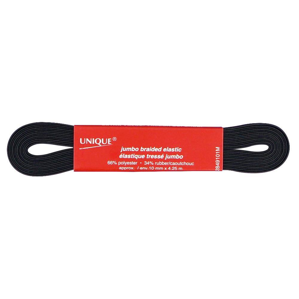Elastic Braided, Black, 10mm (.39") x 4.25m (4.65y)-Notion-Spool of Thread