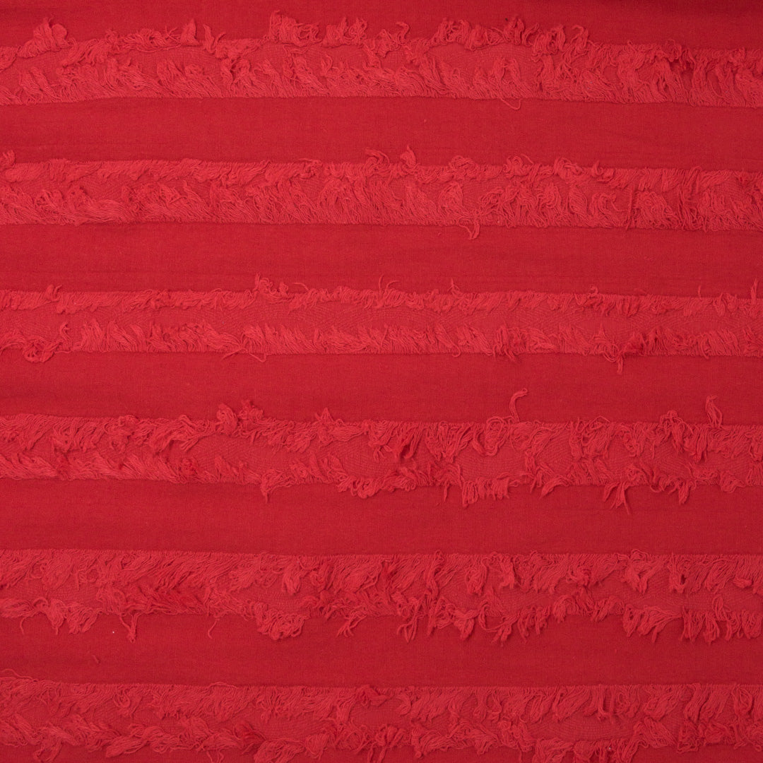 Elio Cotton Linen Fringe Jacquard Red Apple Red ½ yd-Fabric-Spool of Thread