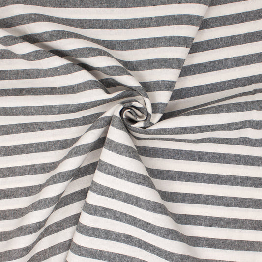 Essex Linen Cotton Stripe Black ½ yd