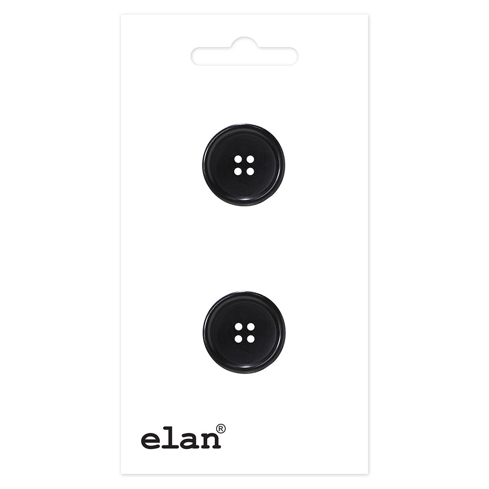 Terrific Button - 28mm (1⅛"), 4 Hole. Black - 2 count-Notion-Spool of Thread