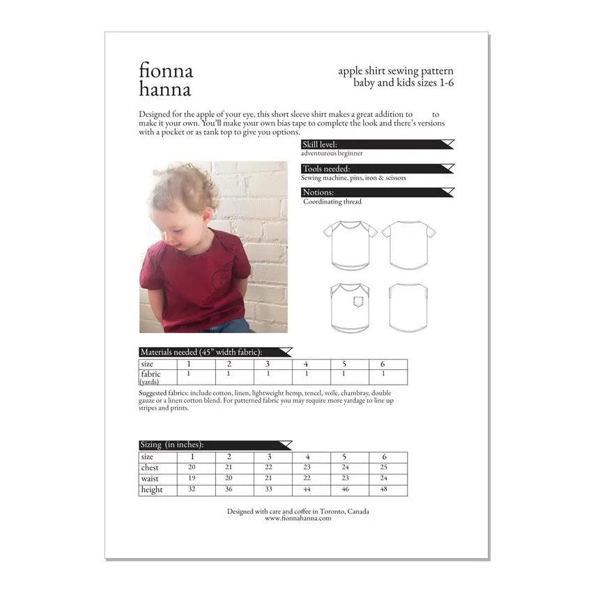 Fionna Hanna Apple Shirt Paper Pattern