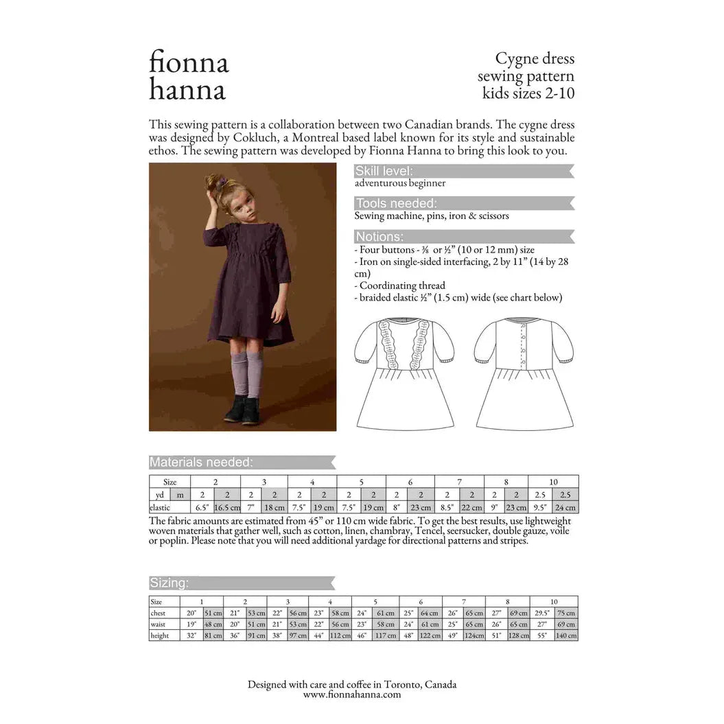 Fionna Hanna Cygne Dress Paper Pattern-Pattern-Spool of Thread