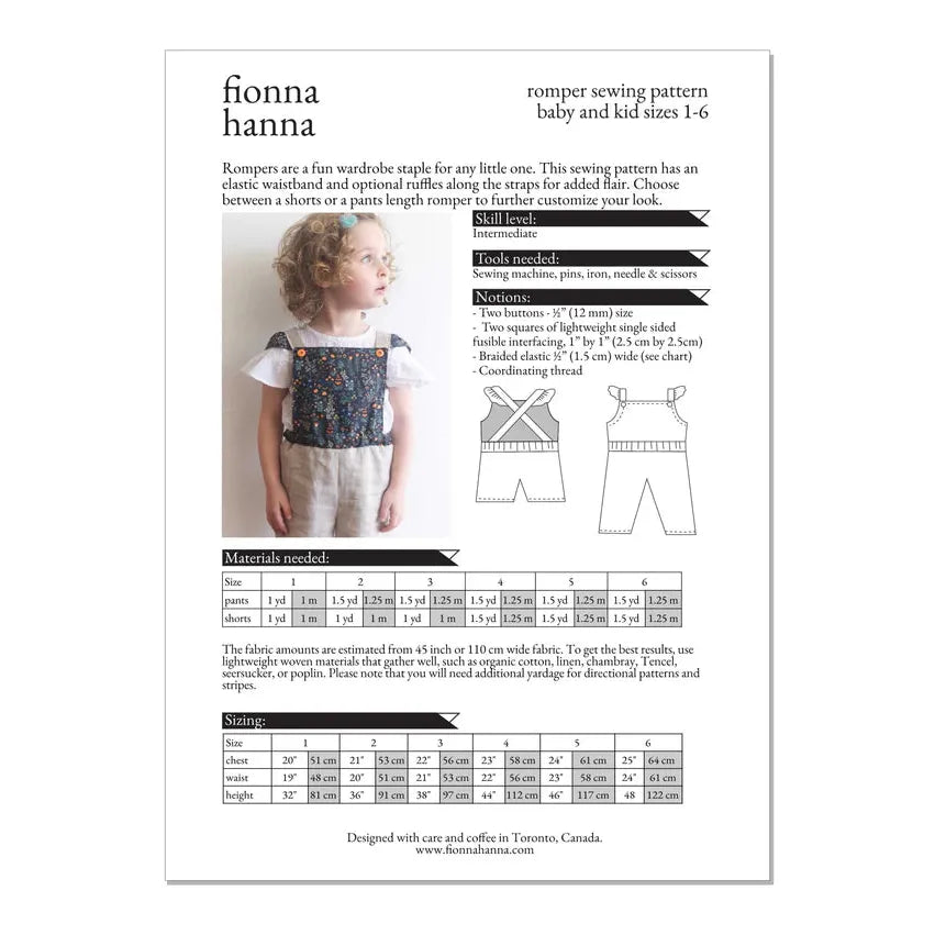 Fionna Hanna Ruffle Romper Paper Pattern