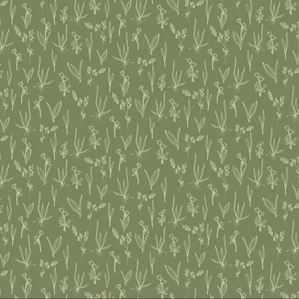 REMNANT Flourish Line Floral Green - 0.36 yards-Fabric-Spool of Thread