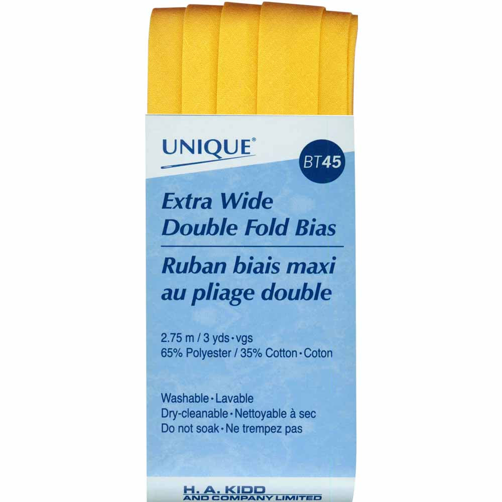 Unique Extra Wide Double Fold Bias Tape Gold - 16mm (⅝”) x 2.75m (3 yards)