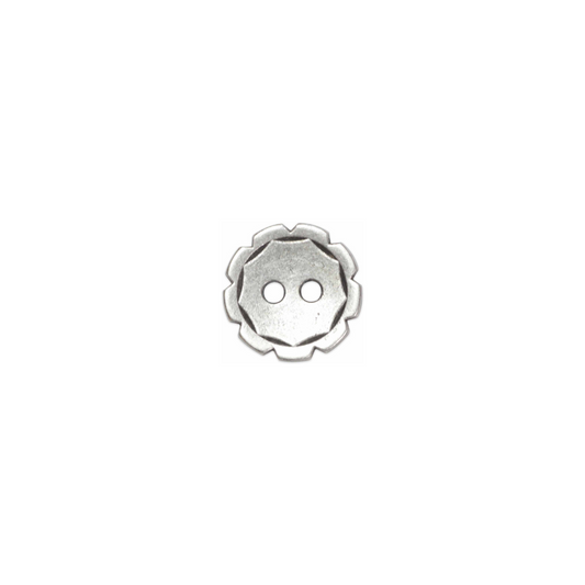 Honest Button - 13mm (½″), 2 Hole, Antique Silver - 2 count