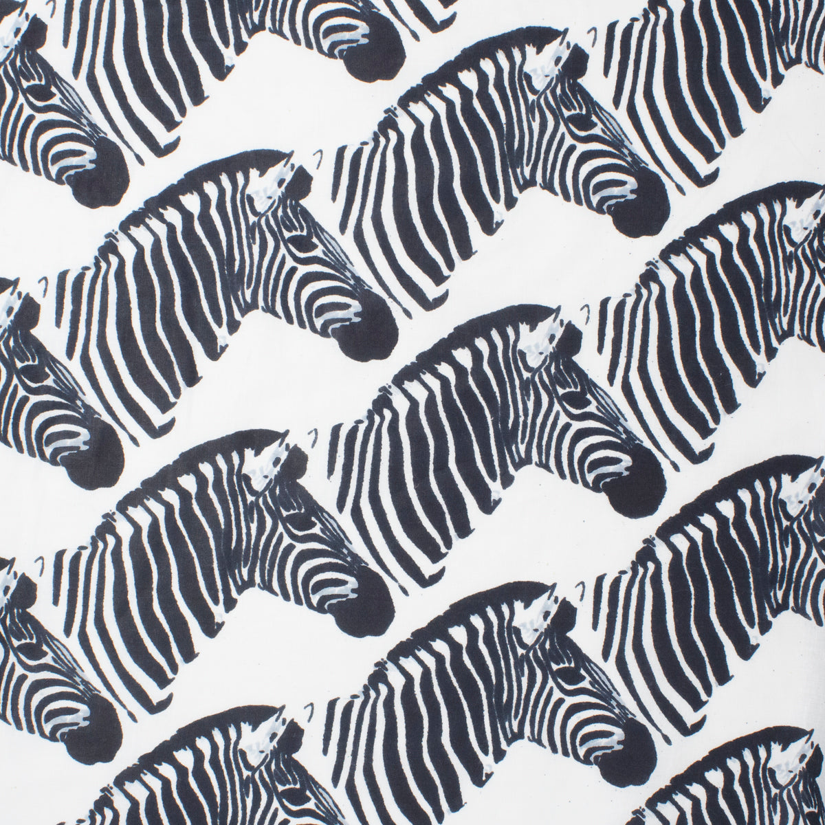 Cotton Block Print Lawn Zebra Herd Midnight ½ yd