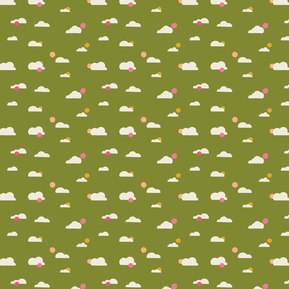 Joyful June Clouds Green ½ yd-Fabric-Spool of Thread