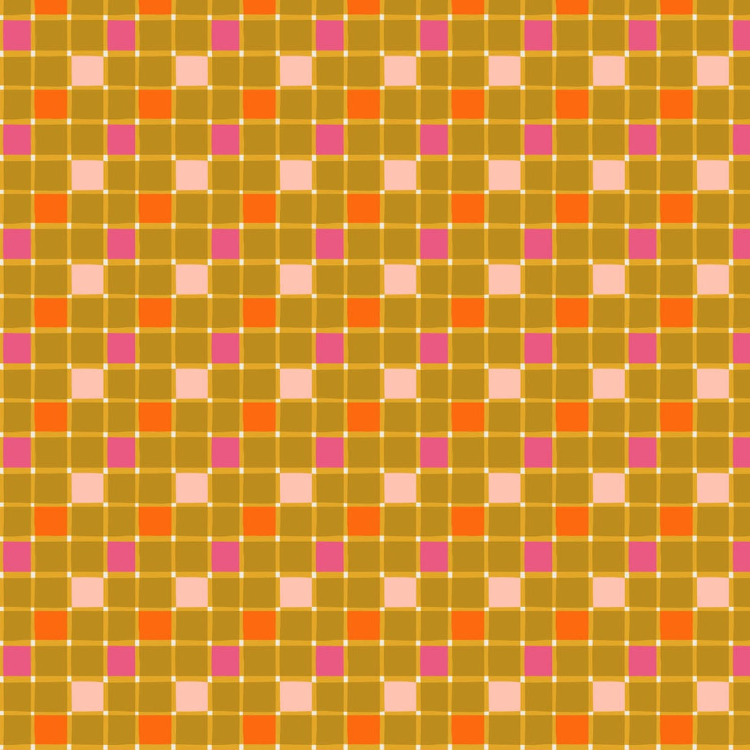REMNANT Joyful June Gingham Ochre - 0.42 yards-Fabric-Spool of Thread