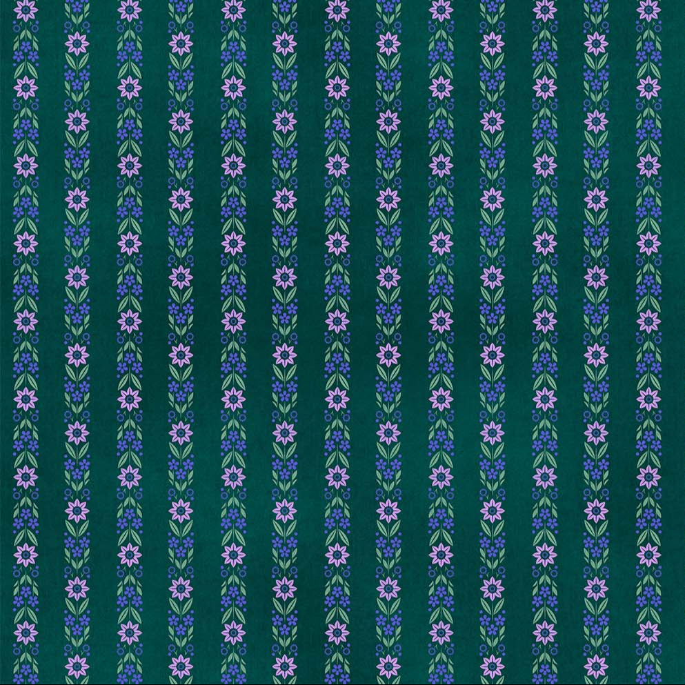 June Floral Teal ½ yd-Fabric-Spool of Thread