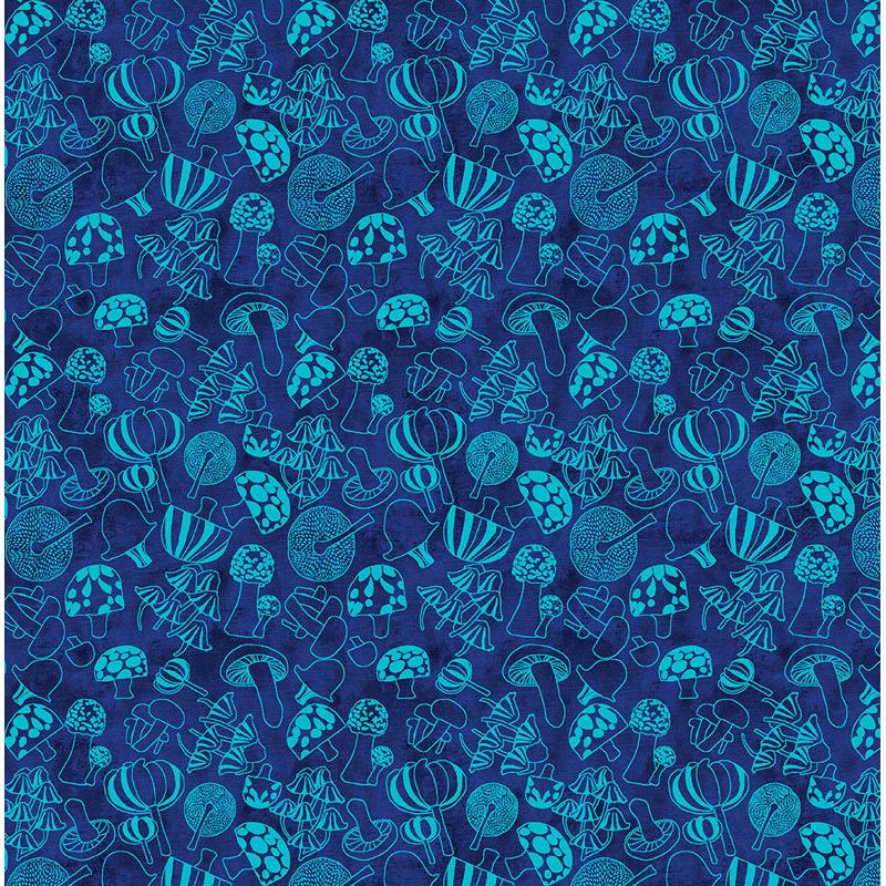 REMNANT Modern Mushrooms Navy - 1.86 yards-Fabric-Spool of Thread