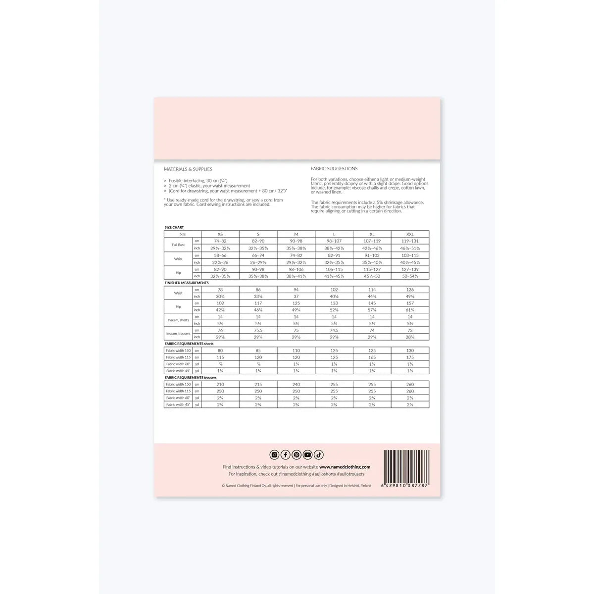 Named Aulio Elastic Waist Shorts & Trousers Paper Pattern-Pattern-Spool of Thread