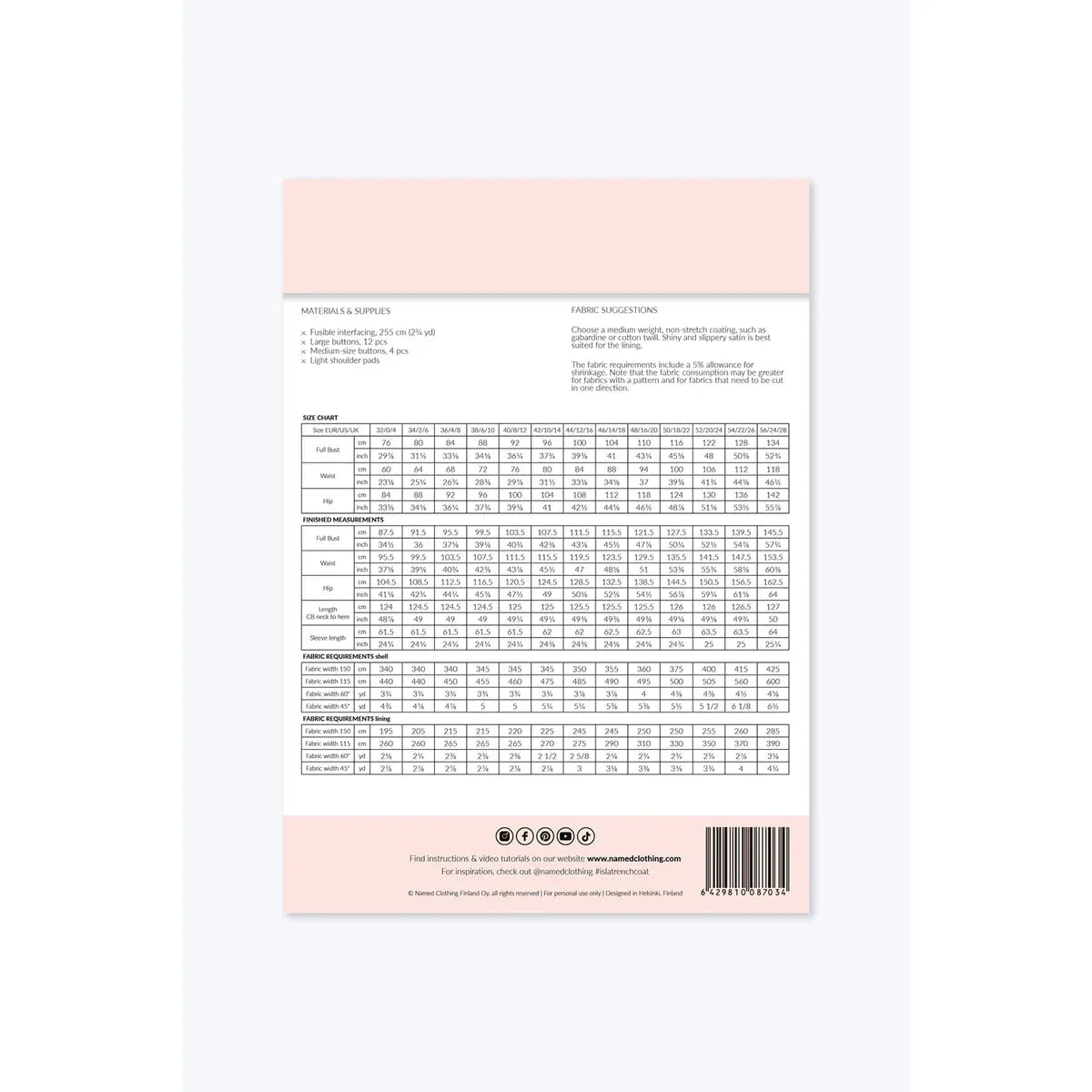 Named Isla Trench Coat Paper Pattern-Pattern-Spool of Thread