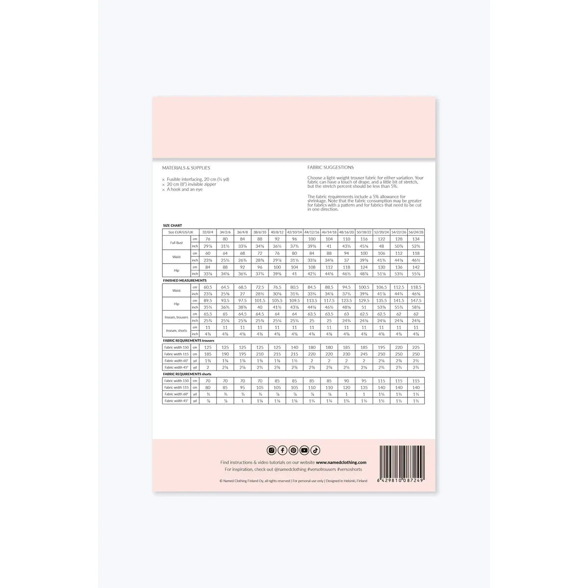 Named Verso Trousers and Shorts Paper Pattern-Pattern-Spool of Thread