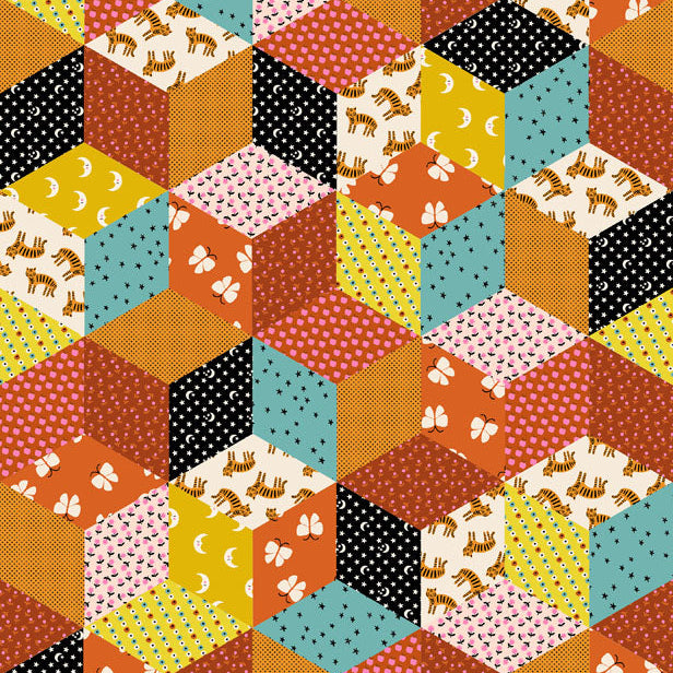 Ooh Lucky Lucky Lucky Caramel ½ yd-Fabric-Spool of Thread