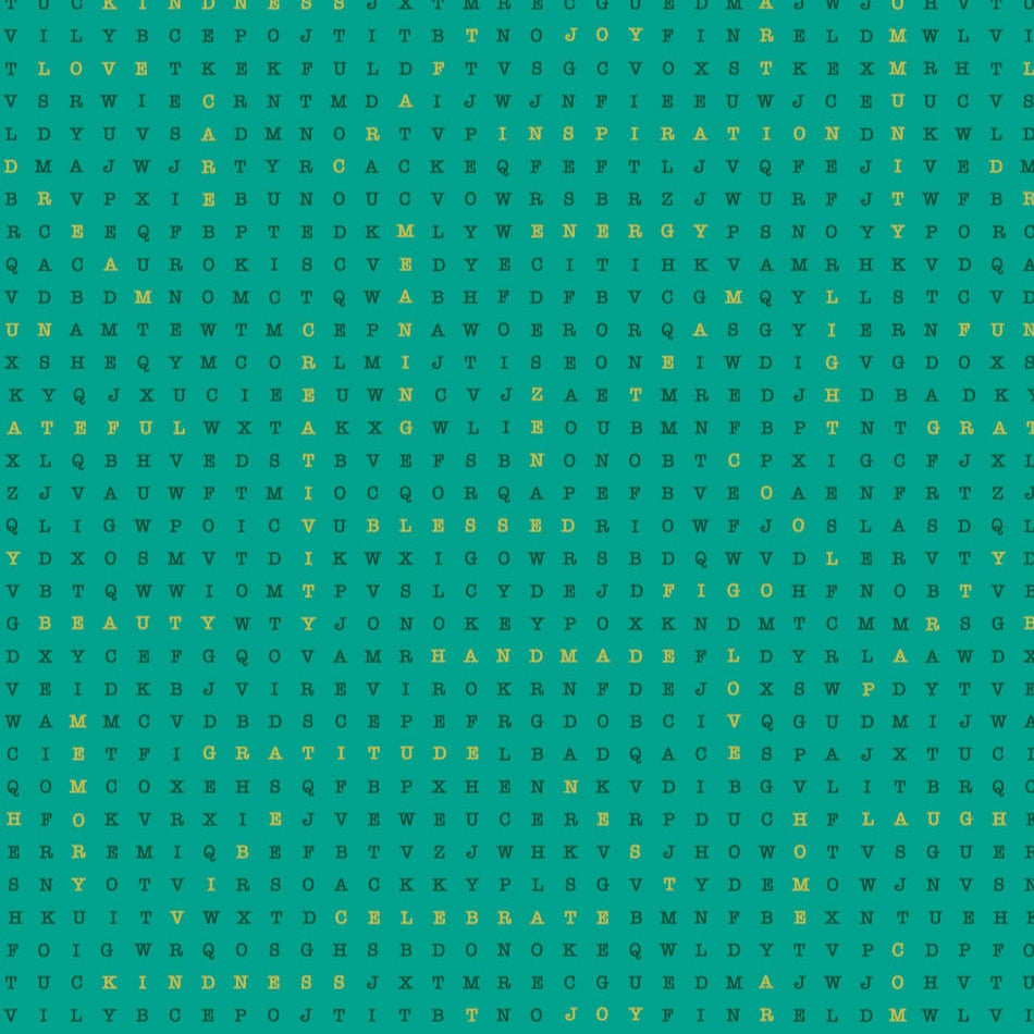 Party Time Crossword Green Metallic ½ yd-Fabric-Spool of Thread