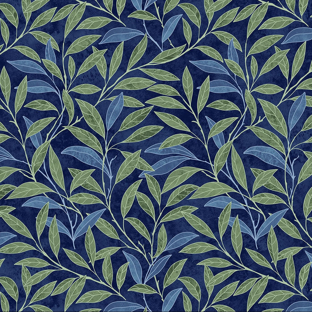 Pomegranate Leaves Navy ½ yd-Fabric-Spool of Thread