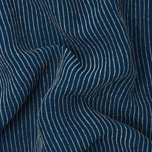 REMNANT Billie Linen Rayon Stripe Jay - 0.5 yards-Fabric-Spool of Thread