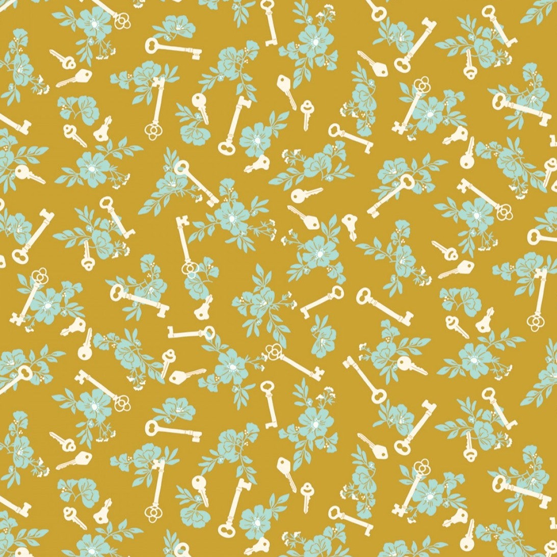 REMNANT Blossom Lane Keys Gold - 2 yards