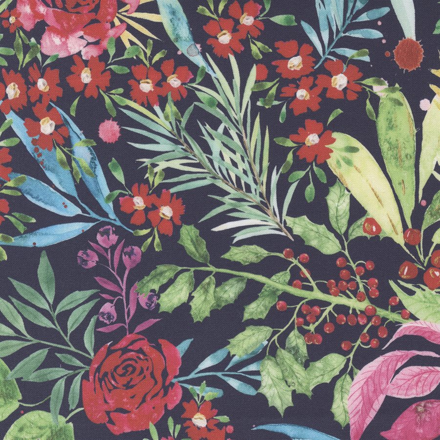 REMNANT Comfort And Joy Midnight - 1.33 yards-Fabric-Spool of Thread