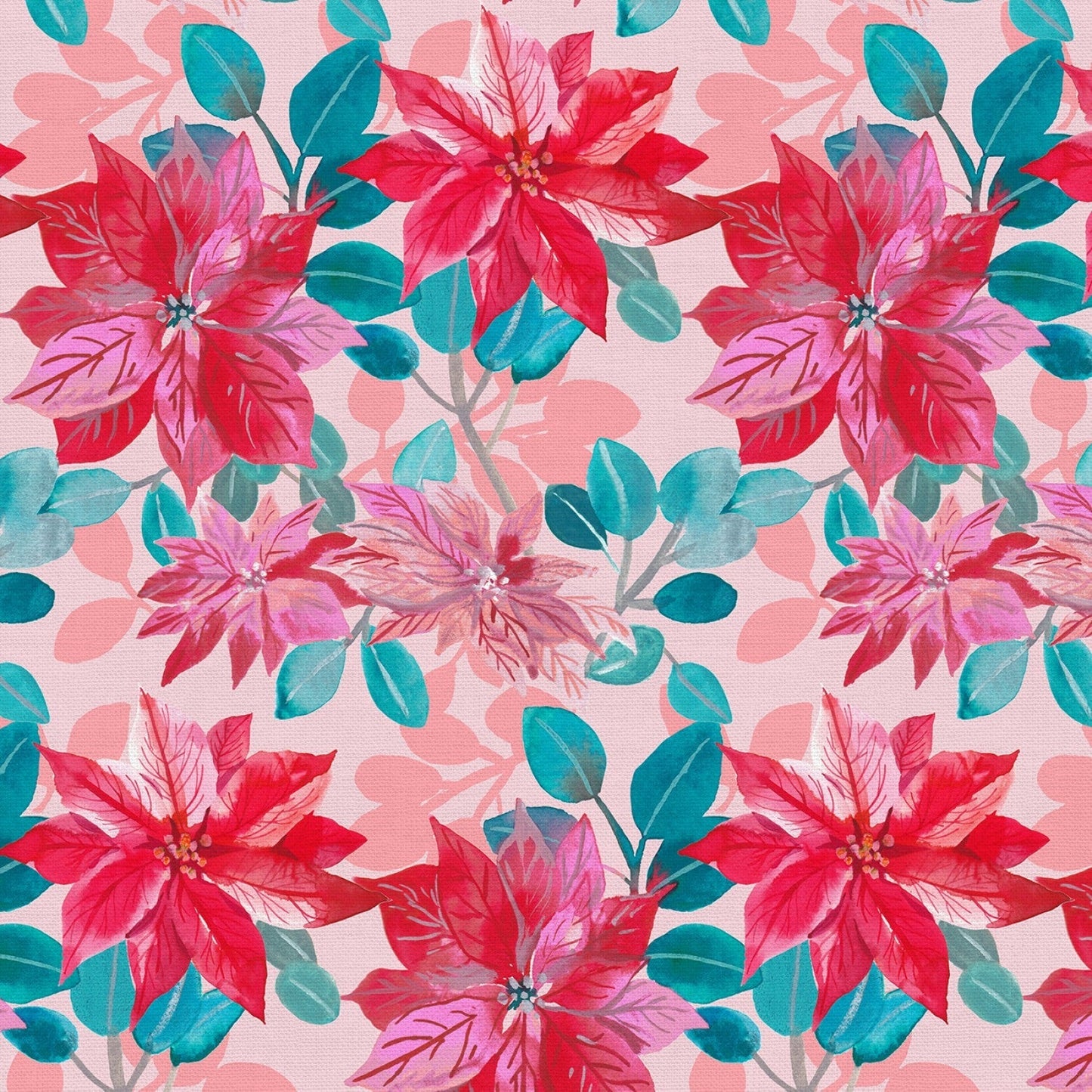 REMNANT Crimson Christmas Poinsettia - 2.64 yards-Fabric-Spool of Thread