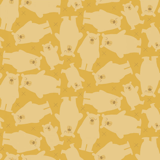 REMNANT Little Goldi Bears Dark Gold - 1.75 yards-Fabric-Spool of Thread
