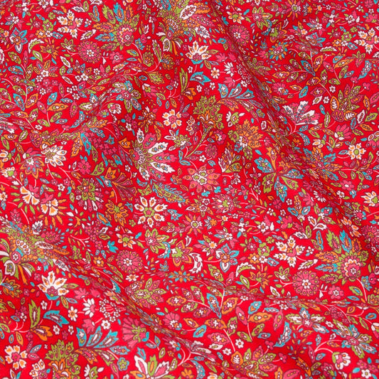 REMNANT London Calling Cotton Lawn Floral Orange Spice - 1 yards-Fabric-Spool of Thread