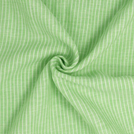 REMNANT Powell Washed Linen Cotton Stripe Limeade - 1.38 yards-Fabric-Spool of Thread