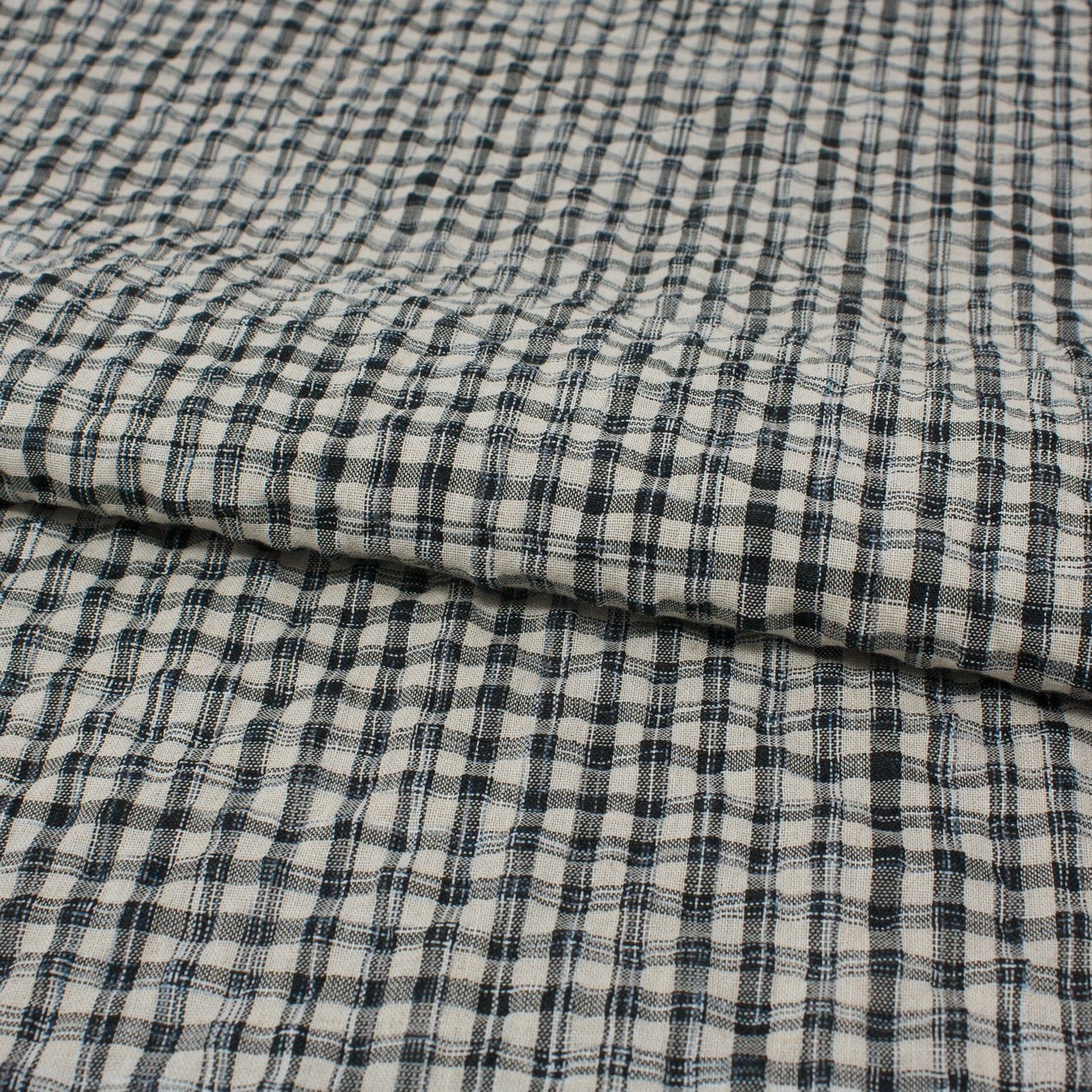 Sooke Cotton Linen Plaid Seersucker Eclipse Black ½ yd-Fabric-Spool of Thread