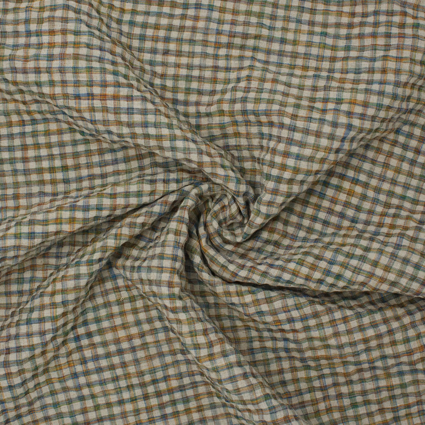 REMNANT Sooke Cotton Linen Plaid Seersucker Kaleidoscope - 0.53 yards