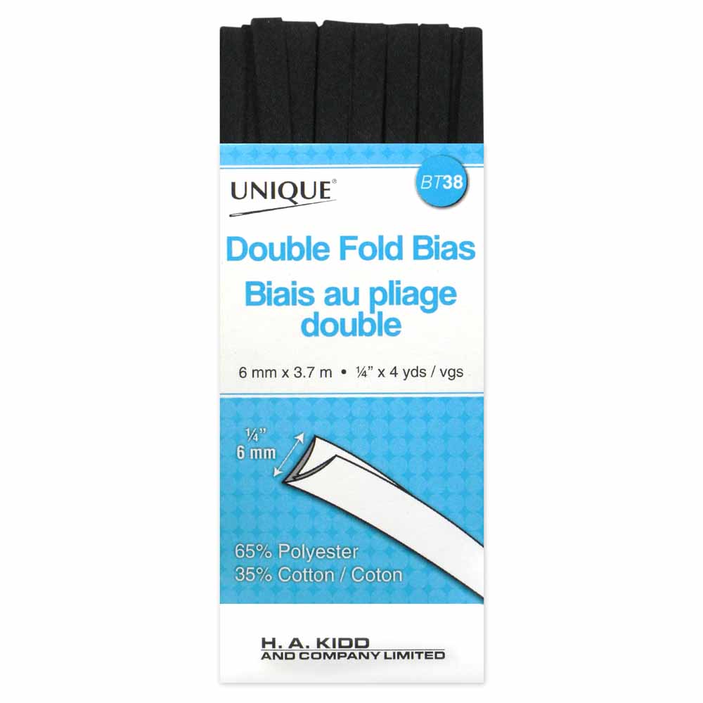 Unique Double Fold Bias Tape Black - 6mm (¼”) x 3.7m (4 yards)-Notion-Spool of Thread