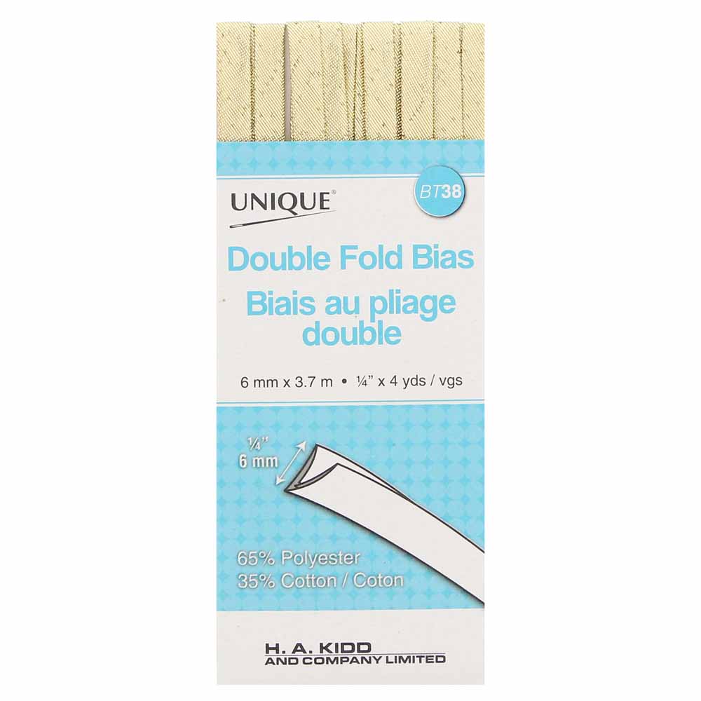 Unique Double Fold Bias Tape Metallic Gold - 6mm (¼”) x 3.7m (4 yards)-Notion-Spool of Thread