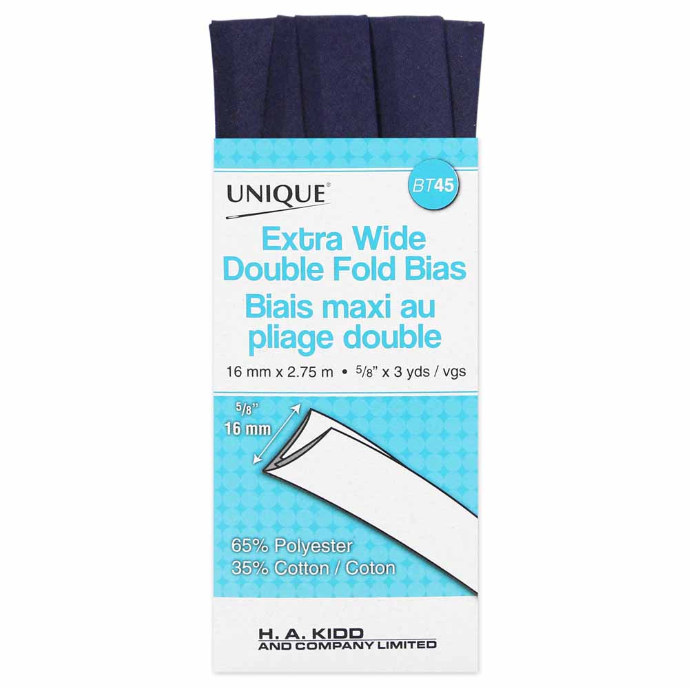 Unique Extra Wide Double Fold Bias Tape Navy - 16mm (⅝”) x 2.75m (3 yards)-Notion-Spool of Thread