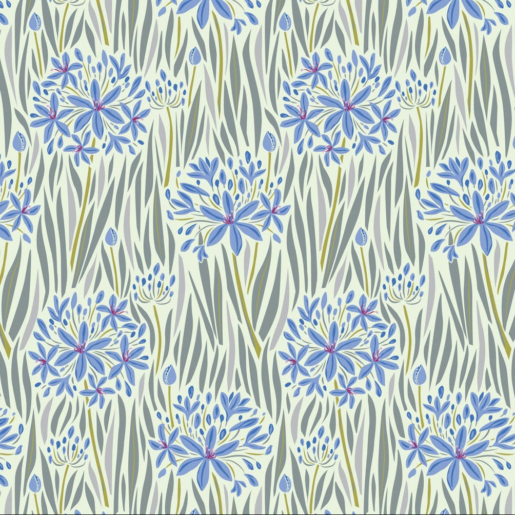 Wandering Eye Agapantha Cool ½ yd-Fabric-Spool of Thread