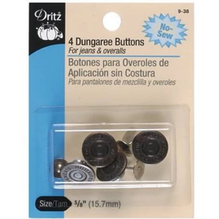 4 Dungaree Buttons Antique Brass-Notion-Spool of Thread