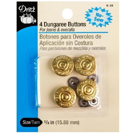 4 Dungaree Buttons Gold-Notion-Spool of Thread