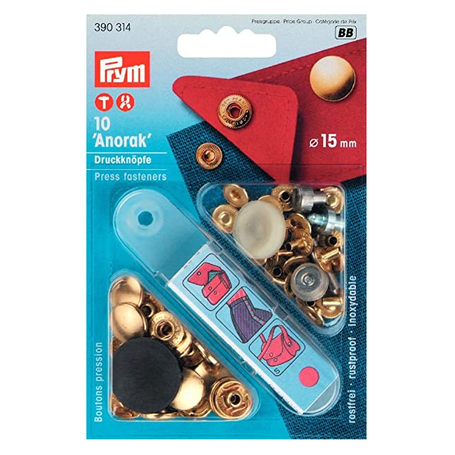 Cap Snap Fasteners, Anorak, 15mm, Brass Rustproof