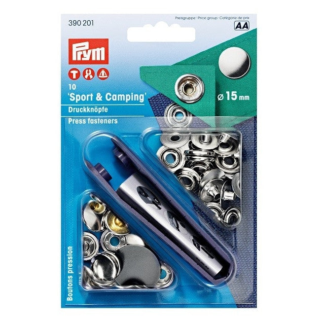 Cap Snap Fasteners, Sport, 15mm, Nickel-Notion-Spool of Thread